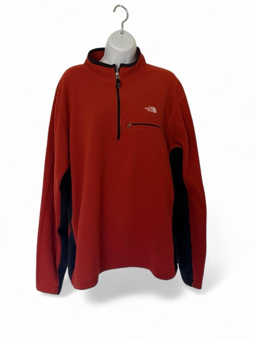 The North Face Orange& Black 1/4 Zip Fleece Pullover Mock Neck Size XL